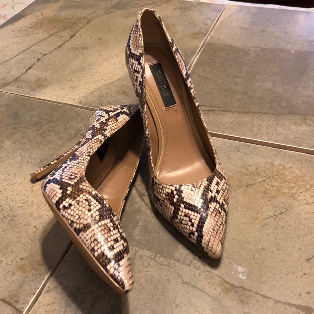 Snake Print Pumps Tan-Brown-White